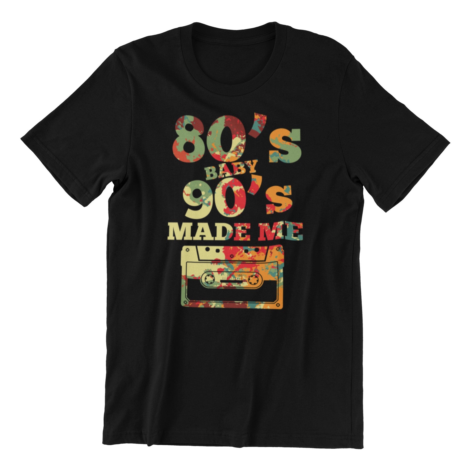 80s Baby 90s Made Me Retro Graphic T-Shirt, Black (US, Alpha, Large, Regular, Regular)