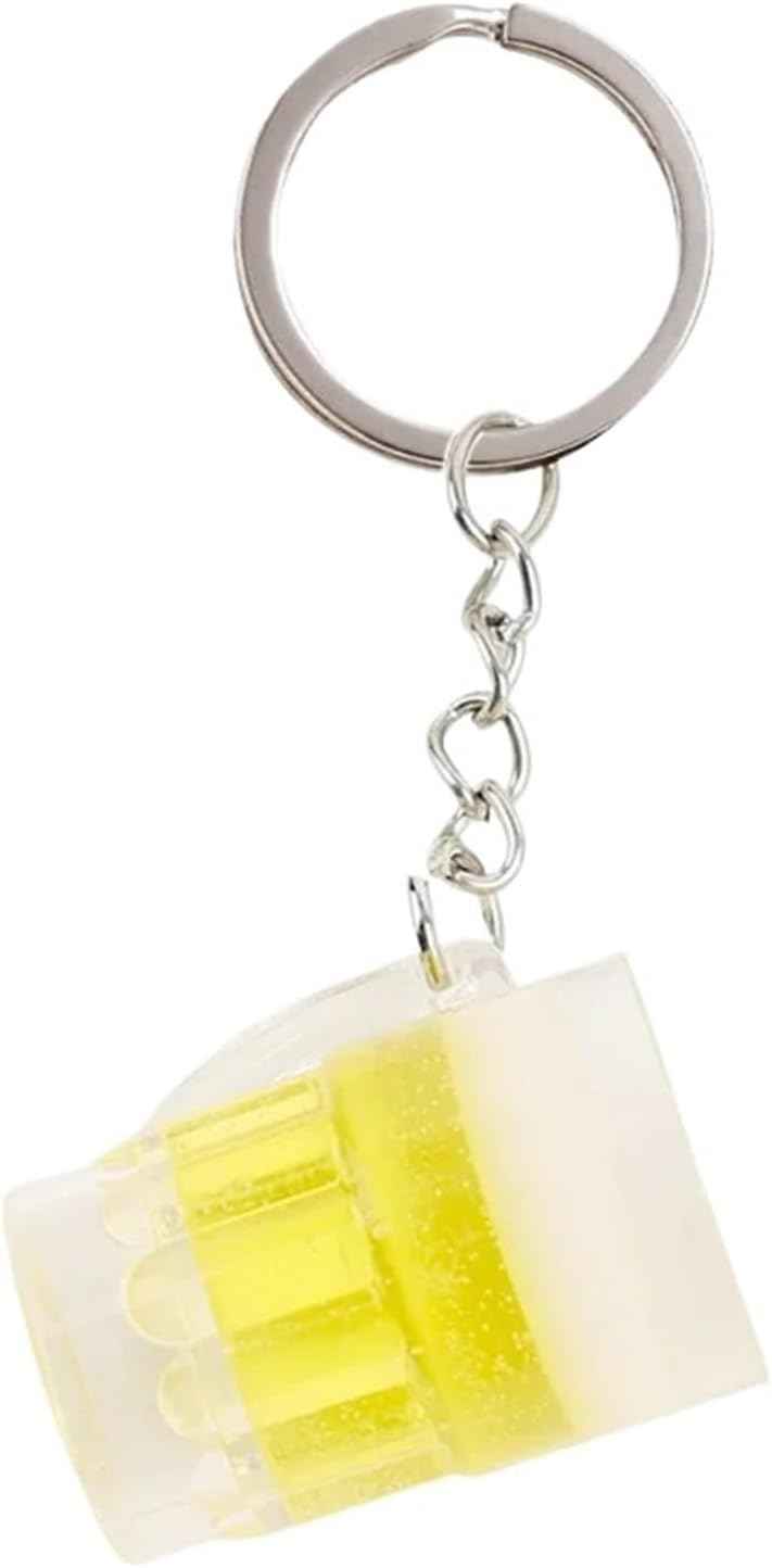 Beer Cup Keychain Men Women Couple Resin Simulation Food Handicraft Key Chain Bag Pendant Accessories