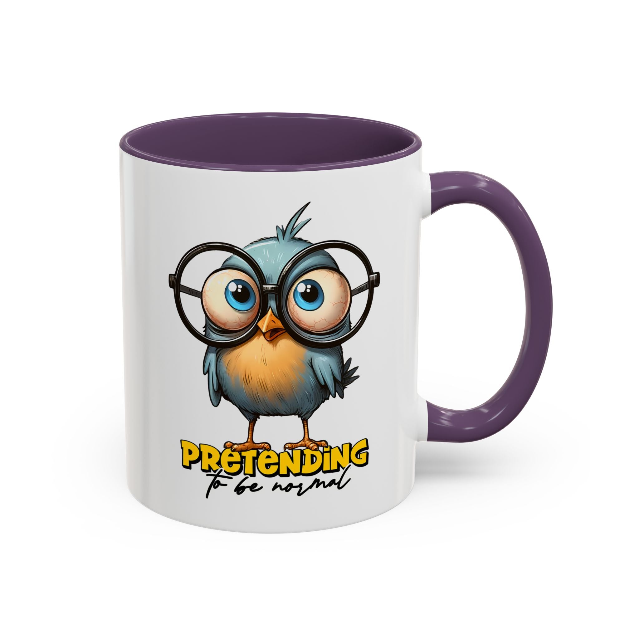 Cute Owl "Pretending to Be Normal" Accent Coffee Mug — Funny Gift for Introverts & Bird Lovers