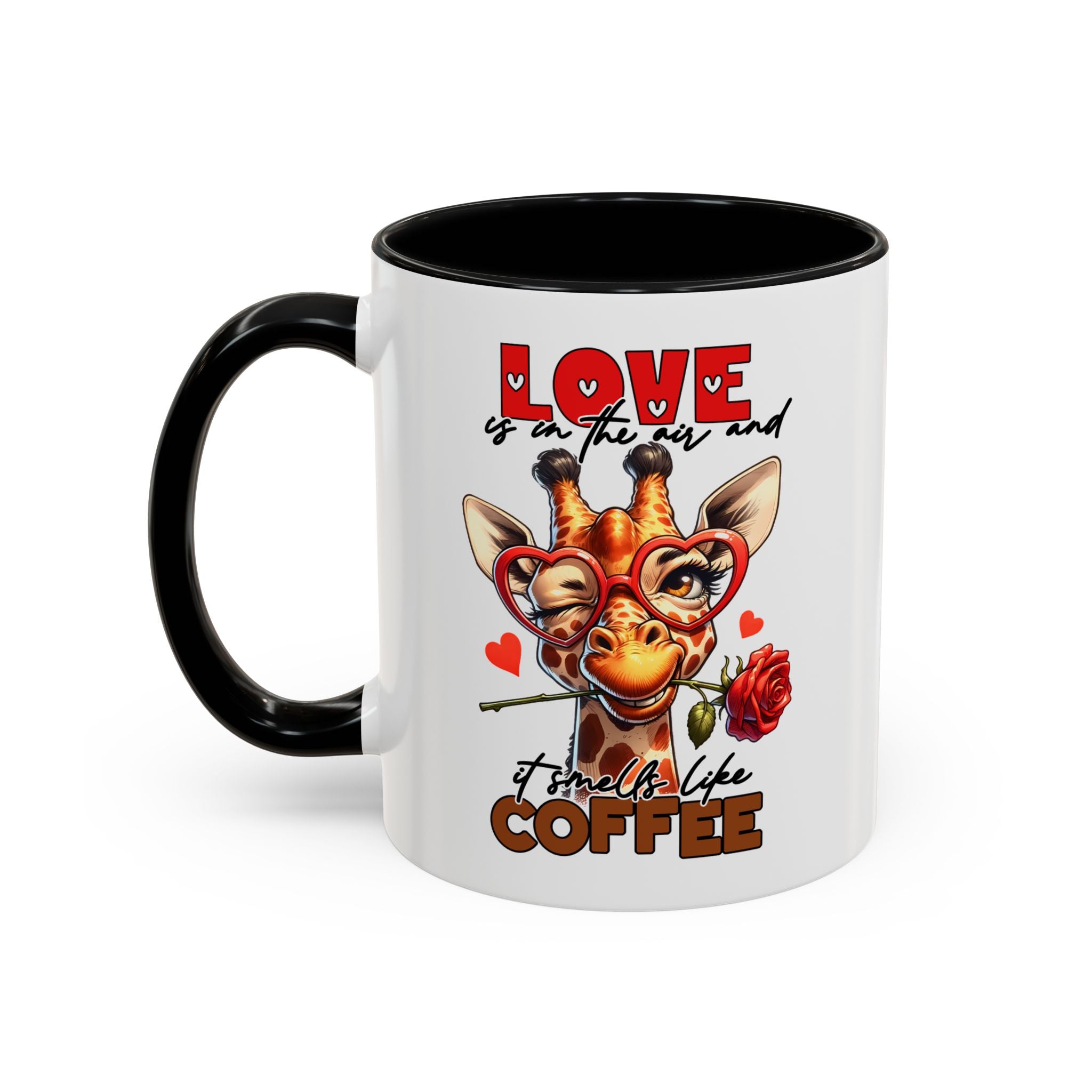 Giraffe Coffee Mug — "Love is in the Air and I Smell Like Coffee" Accent 11/15oz
