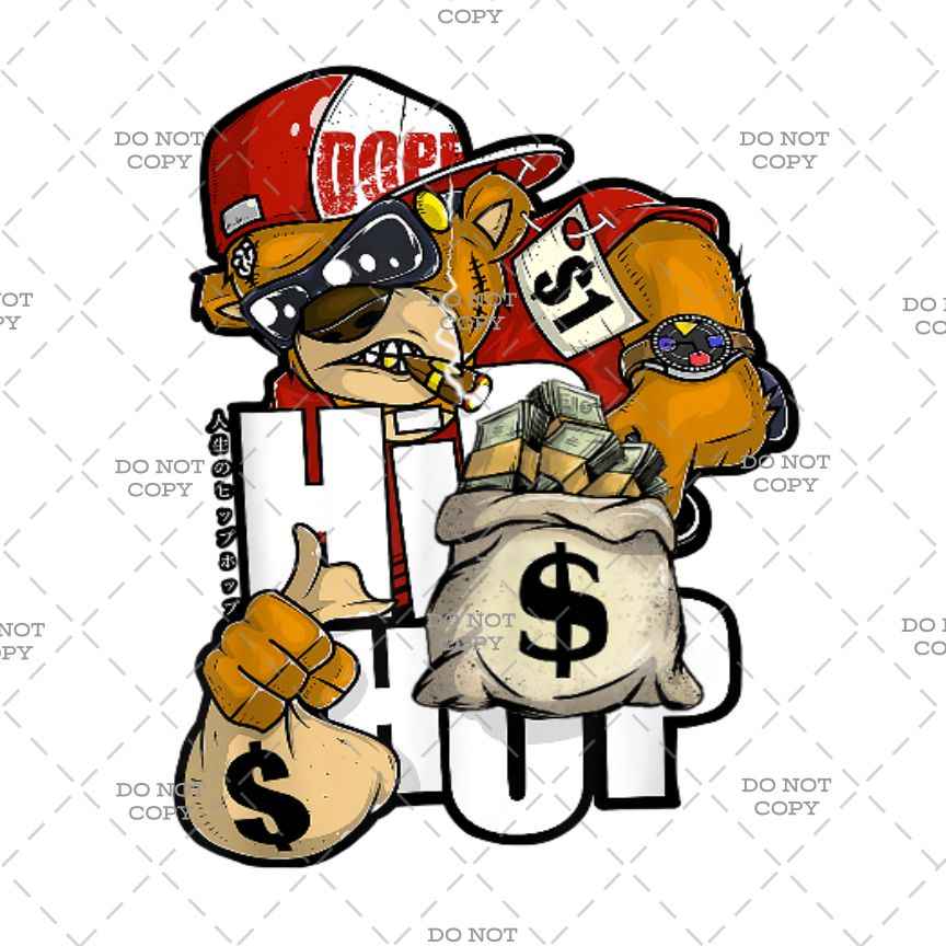 Hustle Teddy DTF Transfer Design, Iron-On Vinyl Decal for T-Shirts and Apparel
