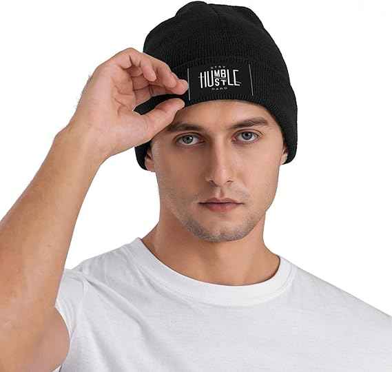 Stay Humble Hustle Hard Beanie for Men Women Beanie Hats Warm Winter Knit Caps Soft Ski Hat Black
