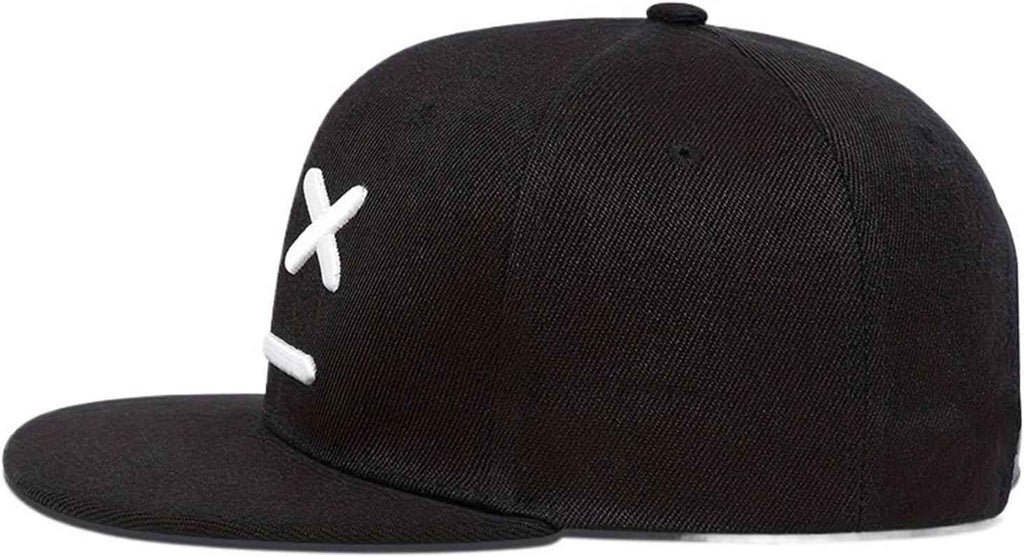 Smiling Face Embroidery Baseball Cap Adjustable Hip Hop Sport Hats Men Women Outdoor Sun Hats Cap(Black)