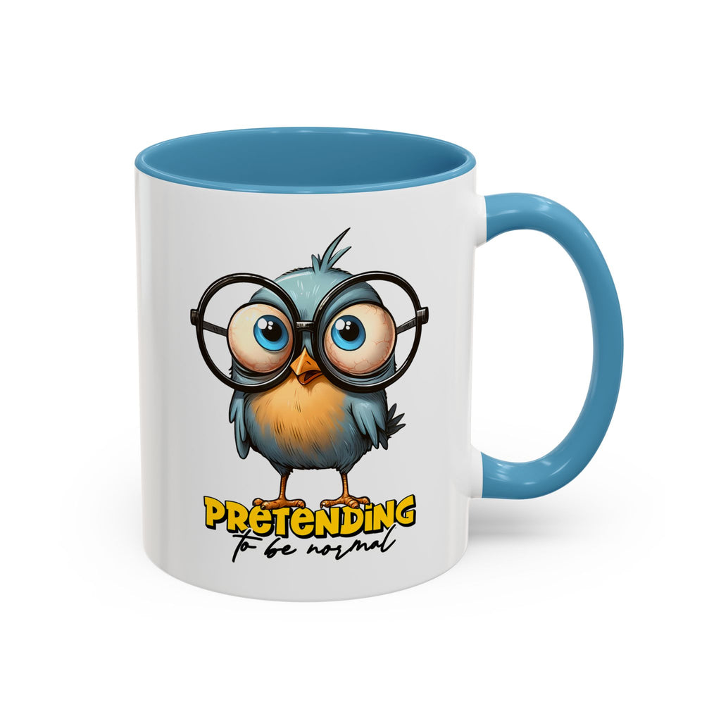 Cute Owl "Pretending to Be Normal" Accent Coffee Mug — Funny Gift for Introverts & Bird Lovers