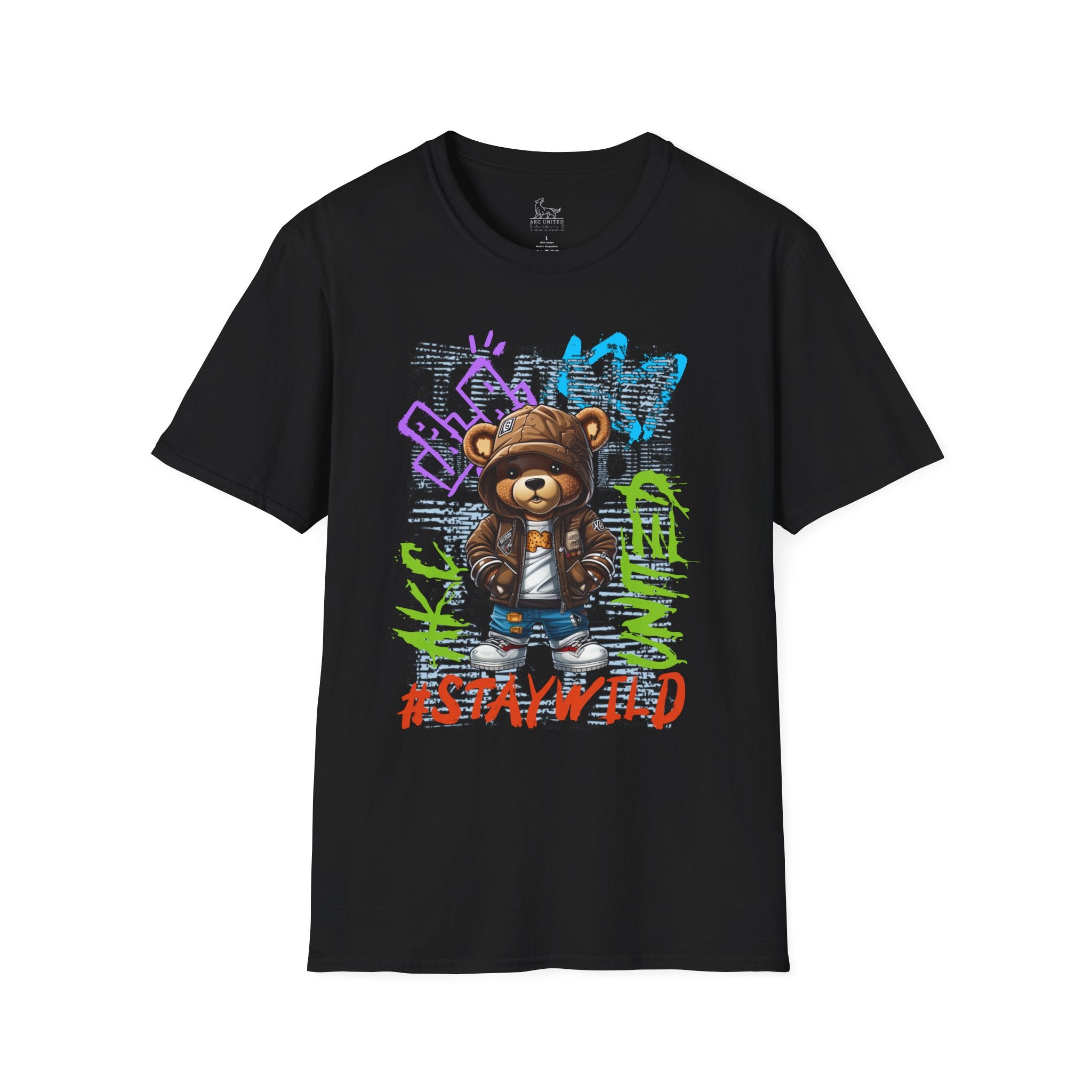 Teddy Graffiti Tee — 'Stay Wild' Front & 'No Time To Be Soft' Back