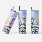 Winter Gnomes 20 oz Stainless Steel Tumbler, Insulated Travel Mug with Lid and Straw, Holiday Design