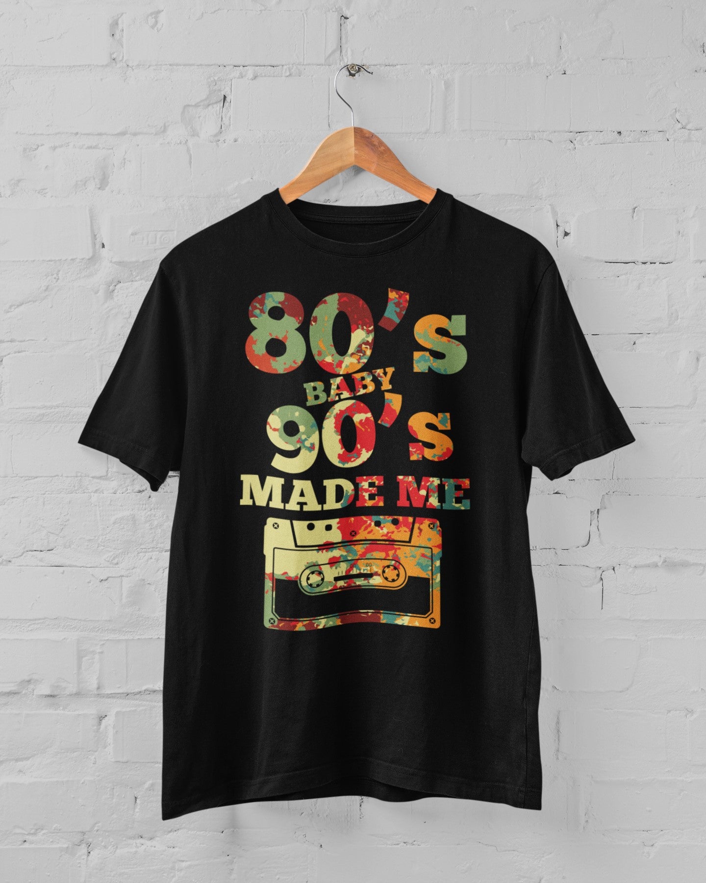 80s Baby 90s Made Me Retro Graphic T-Shirt, Black (US, Alpha, Large, Regular, Regular)