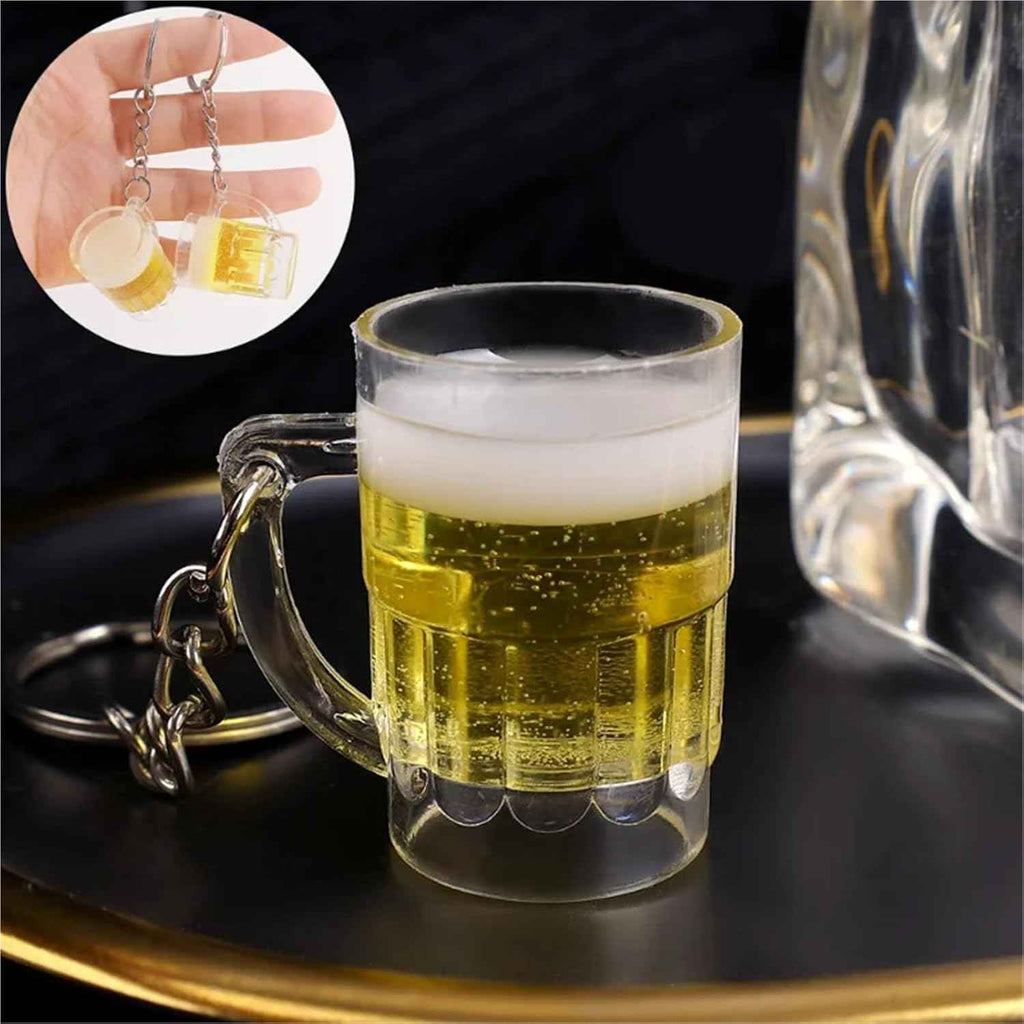 Beer Cup Keychain Men Women Couple Resin Simulation Food Handicraft Key Chain Bag Pendant Accessories