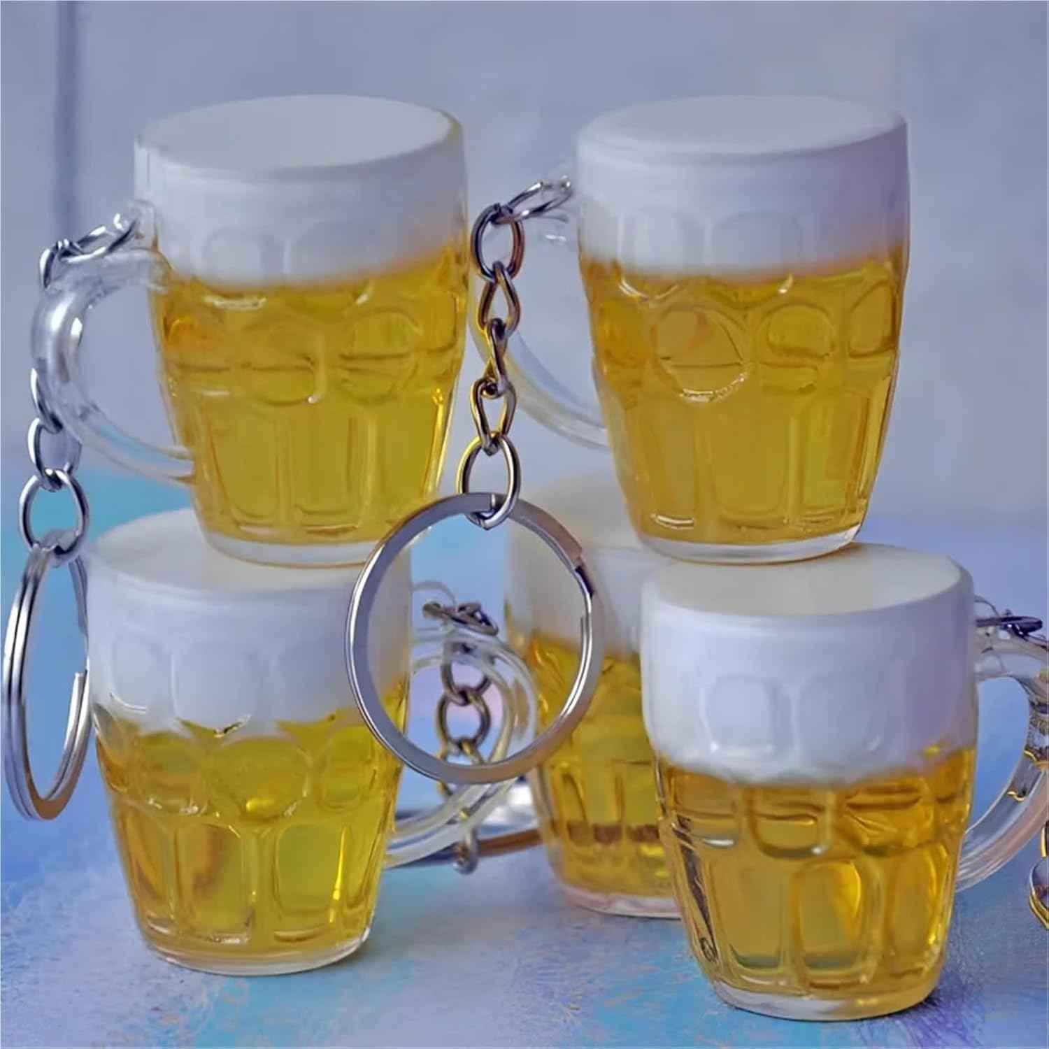 Beer Cup Keychain Men Women Couple Resin Simulation Food Handicraft Key Chain Bag Pendant Accessories