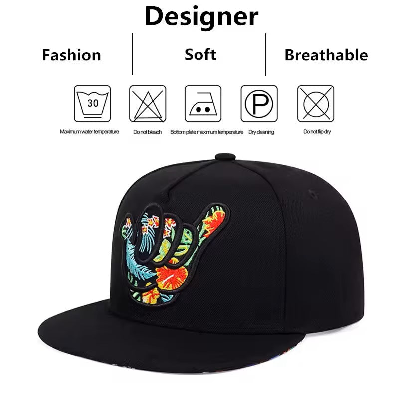 Colorful Hand Hip-hop Snapback Baseball Hat Lady Man Fitted Flat Cap