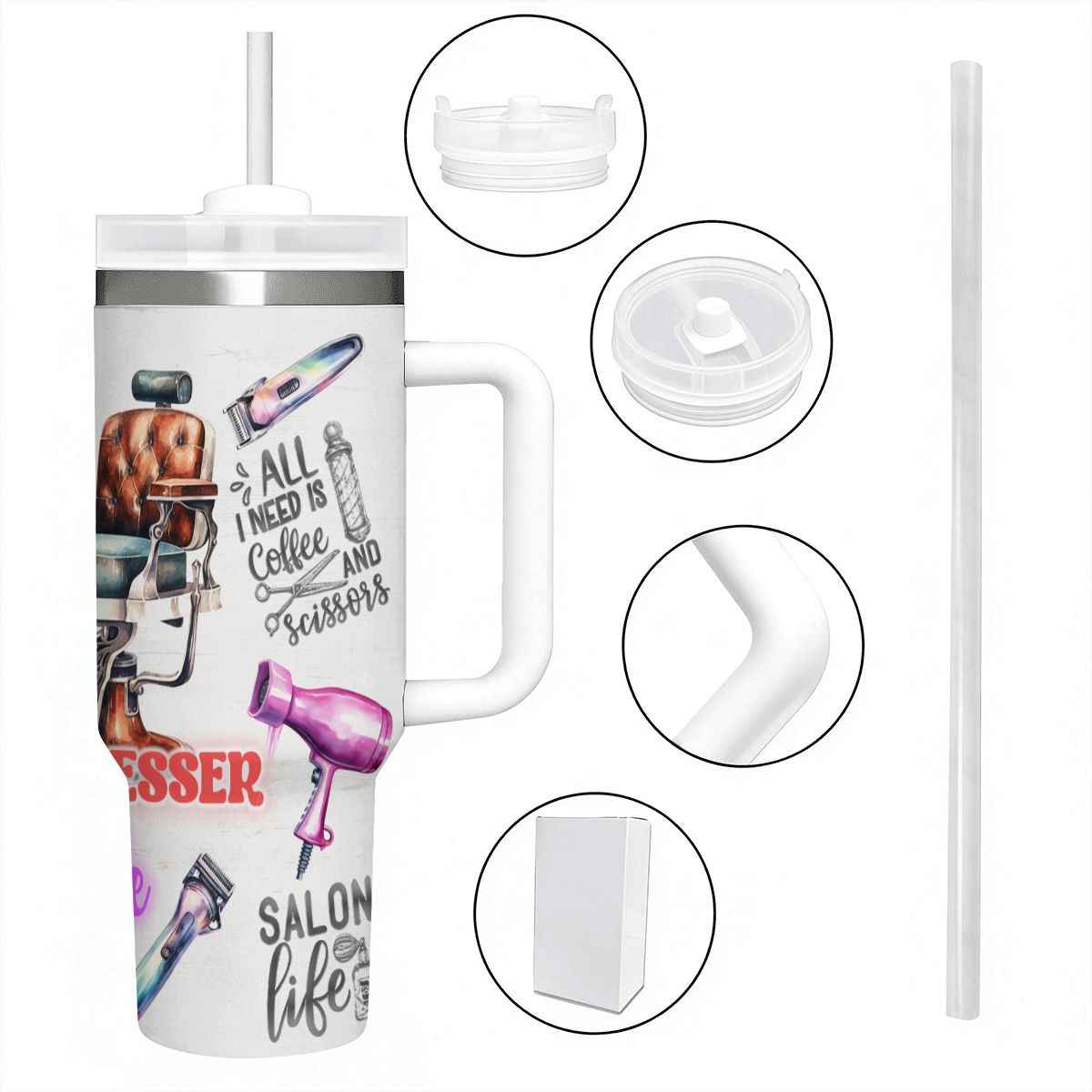 40oz Tumbler with Handle and Straw (Made in USA) Hairdresser