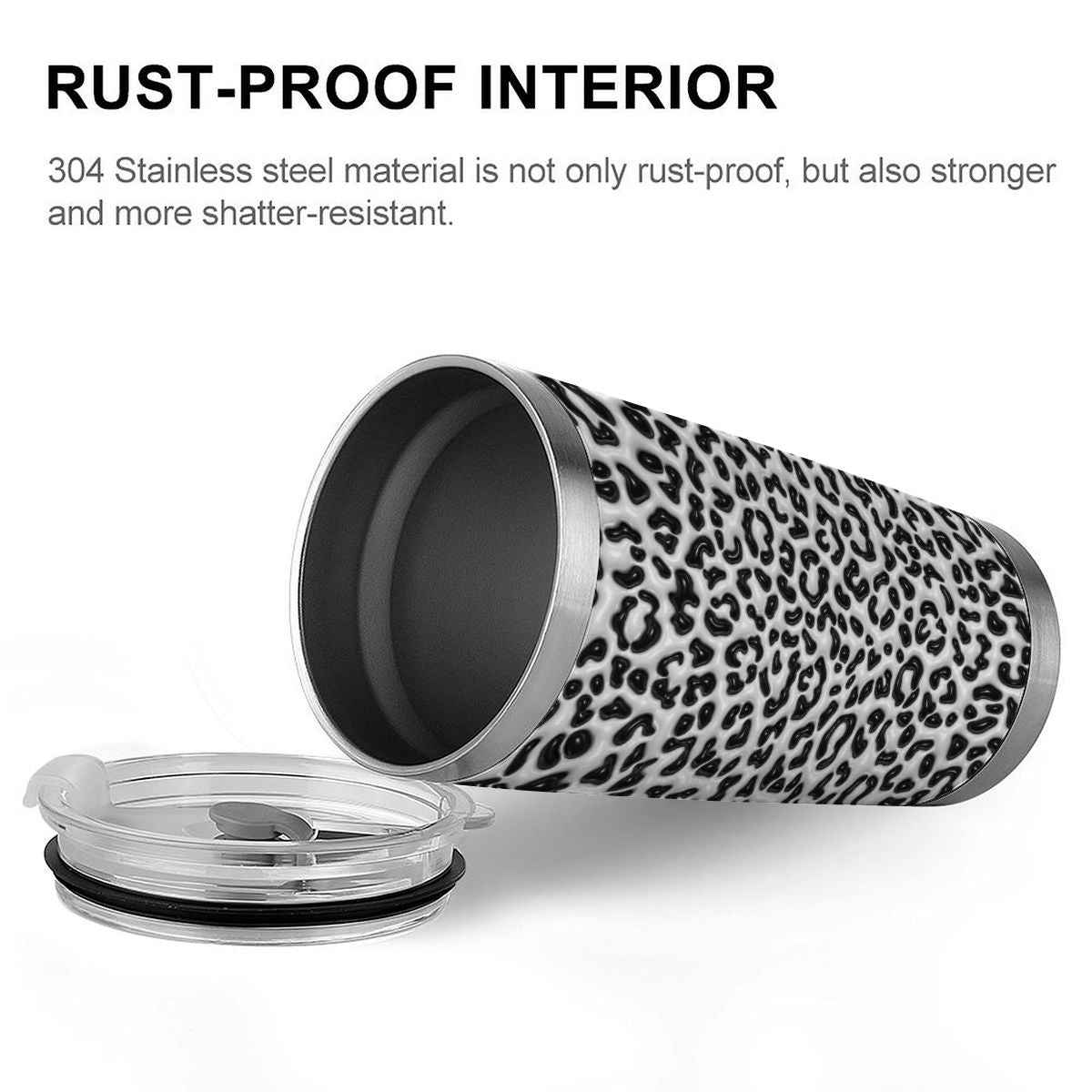 20oz Tumbler with Lid and Straw (Made in USA) Black and White pattern