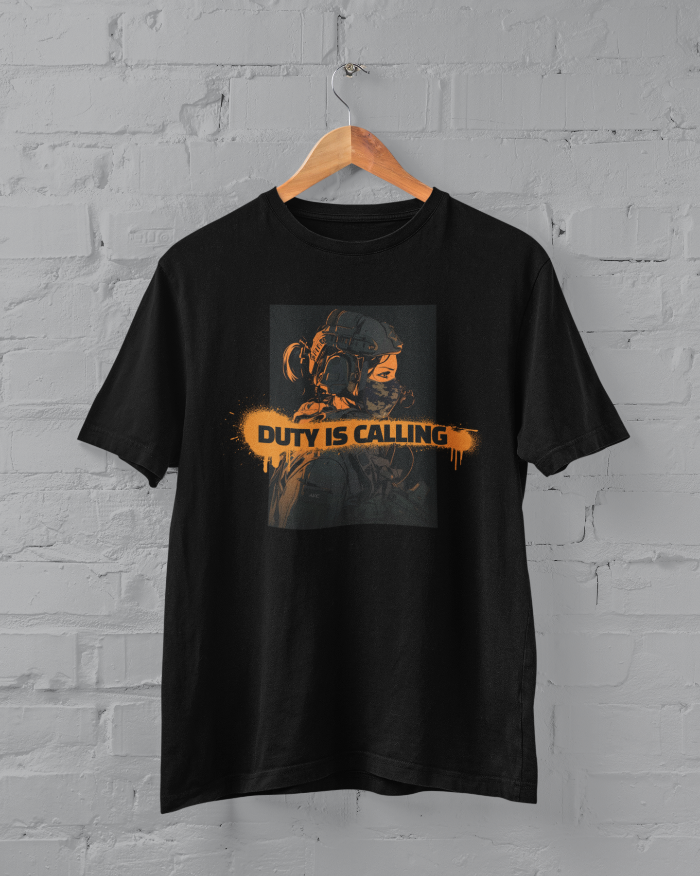 Duty is Calling DTF Transfer, Military Gaming Design, 10 Inches, Black and Orange - AKC UNITED