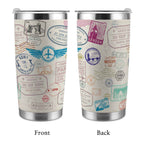 20oz Tumbler with Lid and Straw (Made in USA) 20oz Tumbler Travel Passport Stamp