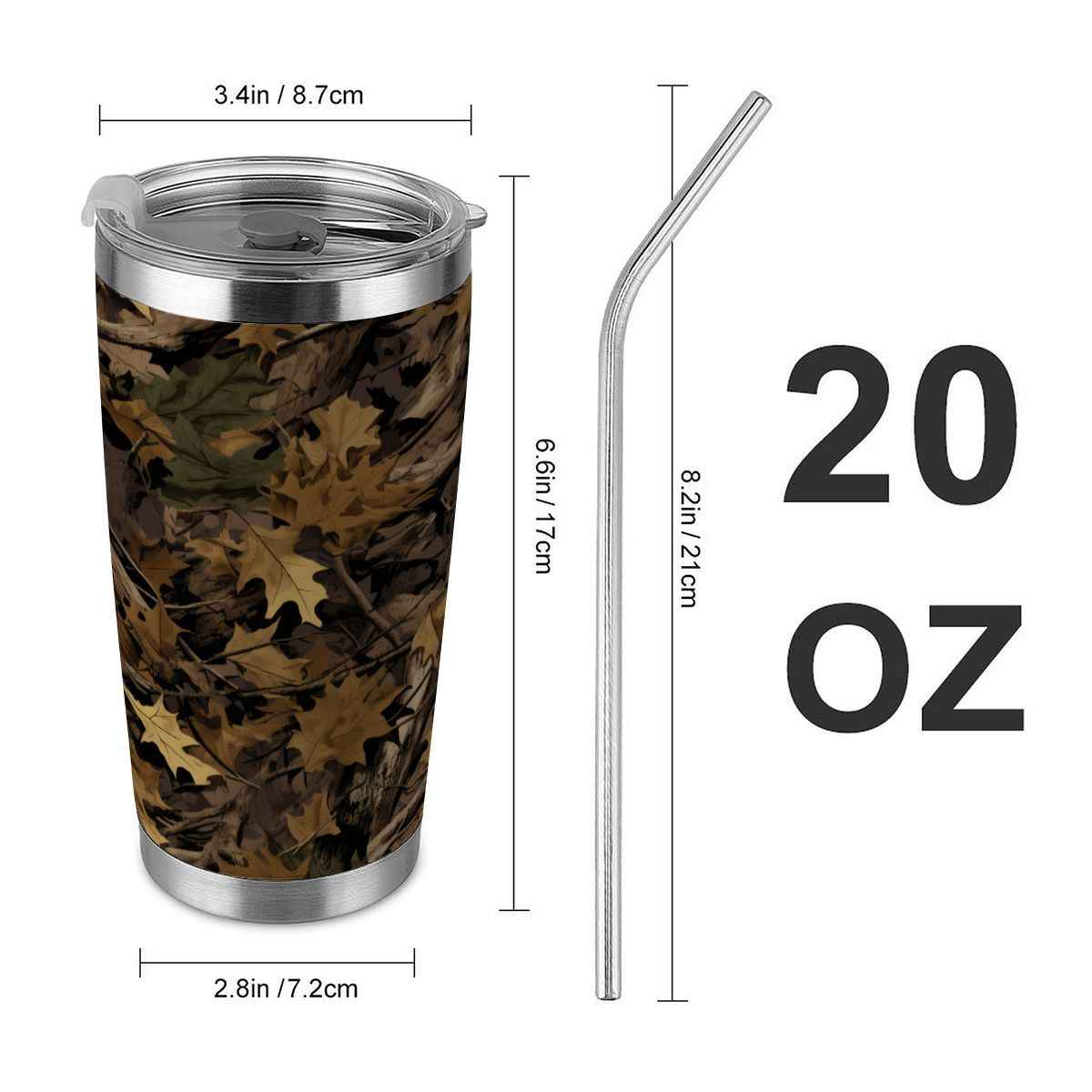 20oz Tumbler with Lid and Straw (Made in USA) HuntingCamo