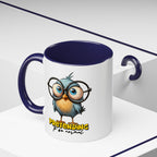 Mug with a cartoon owl design and text 'Pretending to be normal' on a white background