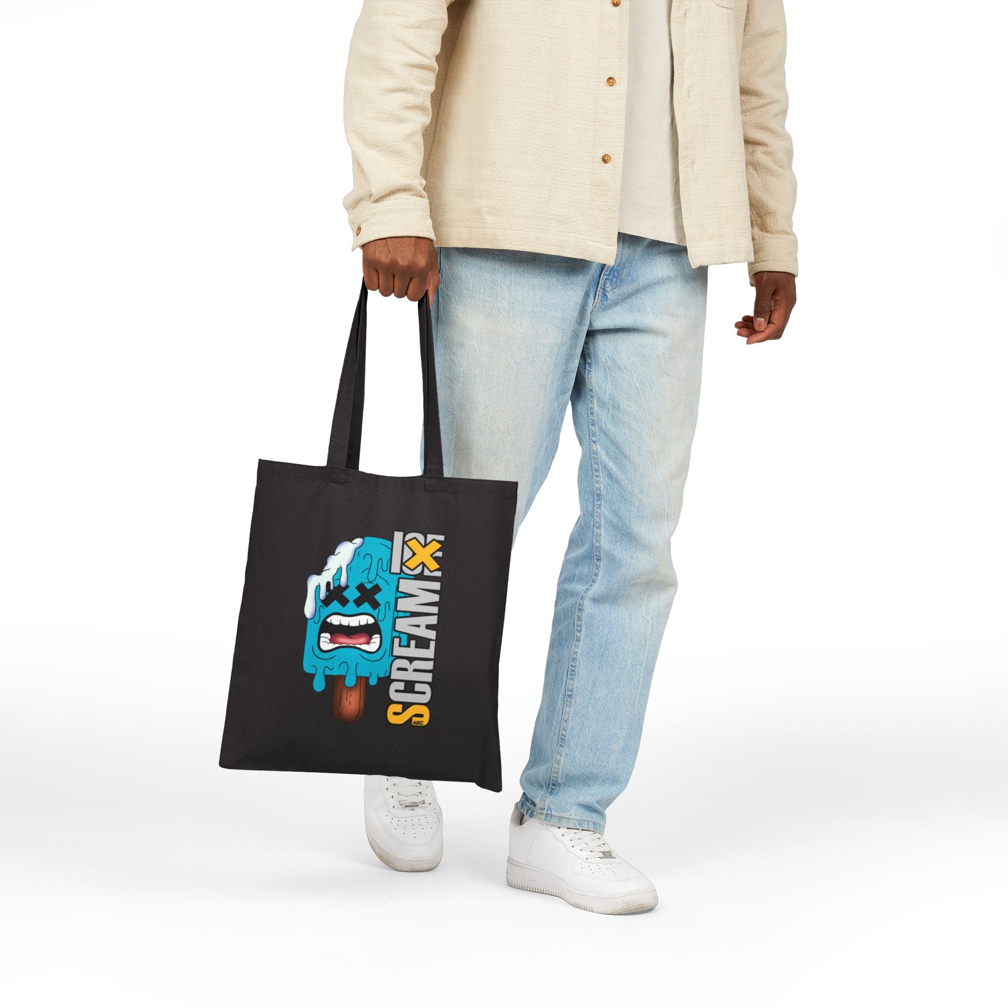 Screamy Melted Popsicle Canvas Tote — Funny Summer Ice Cream Graphic Bag