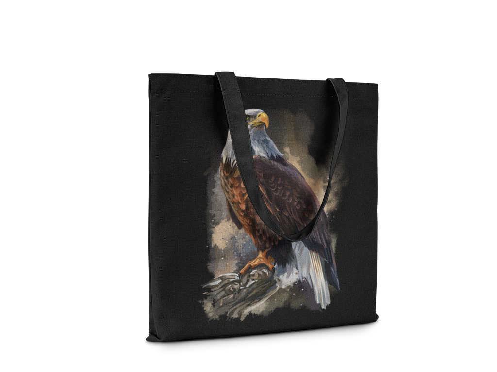 Eagle Art Canvas Tote Bag, Reusable Shopping Bag with Bird Design - AKC UNITED