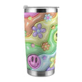 20oz Tumbler with Lid and Straw (Made in USA) Inflated Smiley Floral 20oz Tumbler
