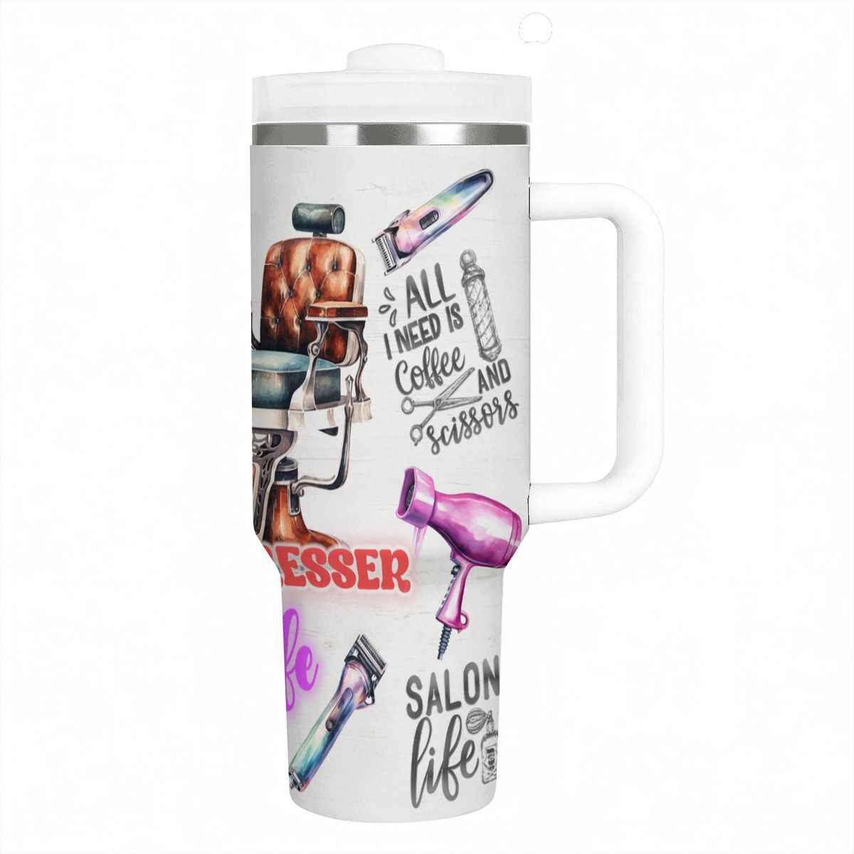 40oz Tumbler with Handle and Straw (Made in USA) Hairdresser