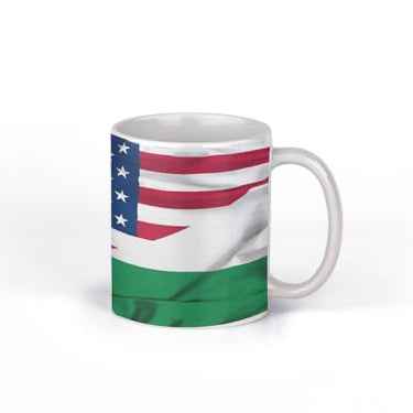 Hungary Flag Coffee Mug, White Ceramic Cup with Hungarian Coat of Arms Design