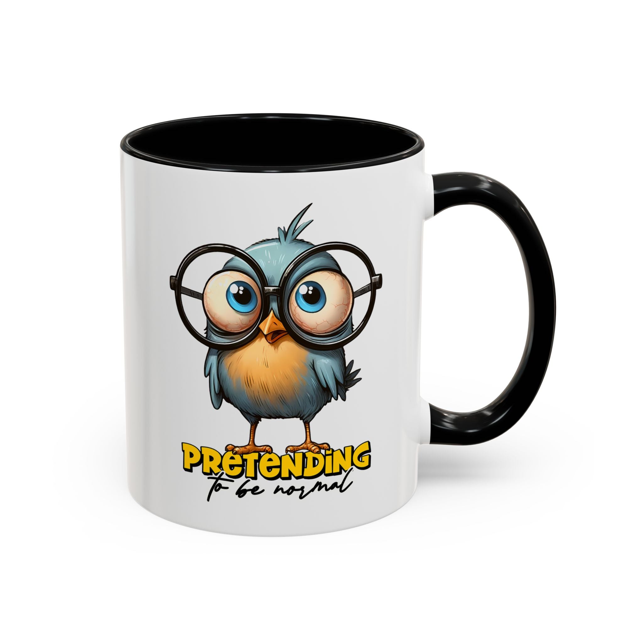 Cute Owl "Pretending to Be Normal" Accent Coffee Mug — Funny Gift for Introverts & Bird Lovers