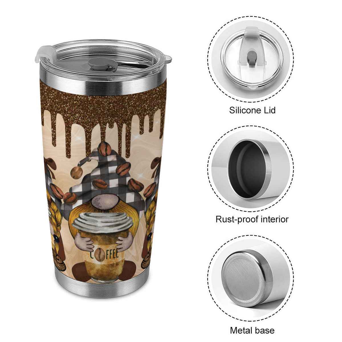 20oz Tumbler with Lid and Straw (Made in USA) stcoffeegnometumbler