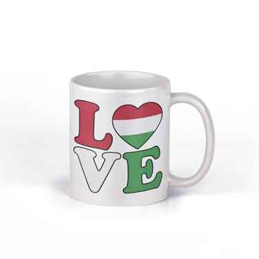 Hungary Flag Coffee Mug, White Ceramic Cup with Hungarian Coat of Arms Design