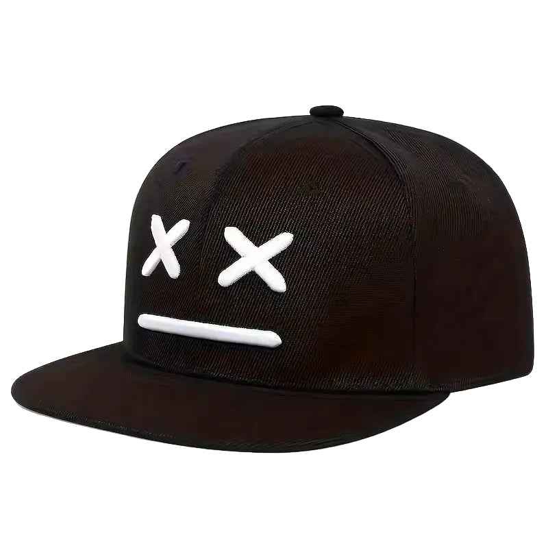 Smiling Face Embroidery Baseball Cap Adjustable Hip Hop Sport Hats Men Women Outdoor Sun Hats Cap(Black)