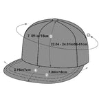 Blue cap with measurement details on a white background