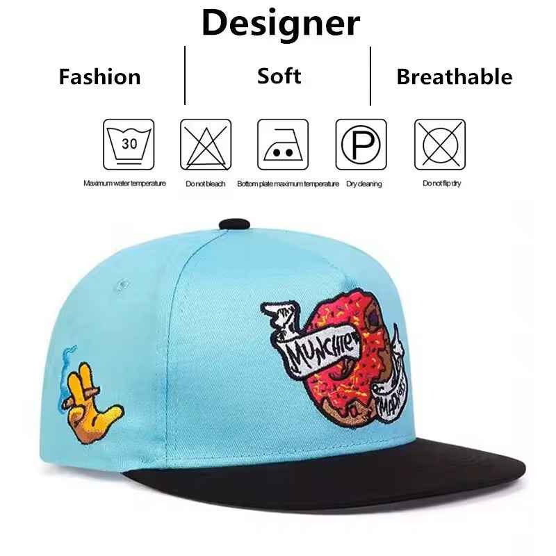 Blue Doughnut Embroidery Baseball Cap Adjustable Trucker Dad Hat Outdoor Sports Golf Hip-Hop Hats