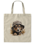 Cute Beagle in hat Watercolor Art Reusable Canvas Shopping Tote
