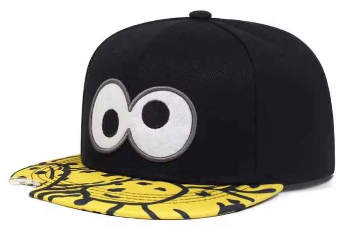 Big Eyes - Cartoon Hat - Funny Snapback Hat - Embroidered Baseball Cap, Black