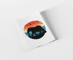 Retro Sunset Elephant Iron-on Transfer Decal, Vintage Safari Design, Black