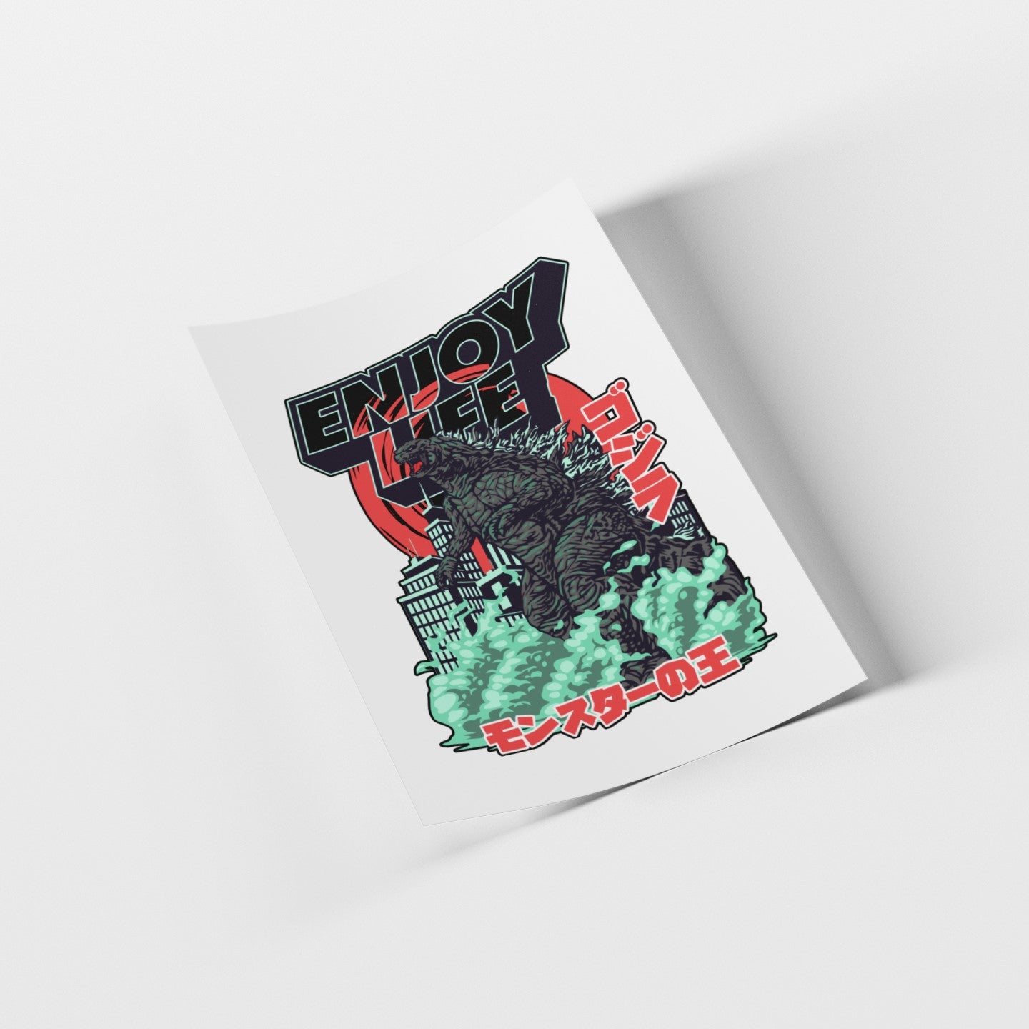 Stylized illustration of a creature with text on a white background