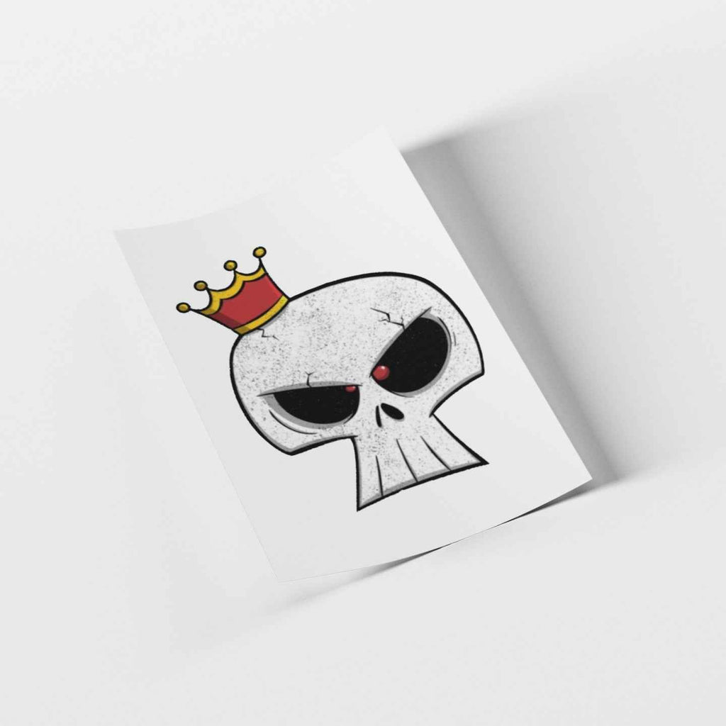Crowned Skull Iron-On DTF Transfer Decal, Gothic Punk Design, Black and White T-Shirt Transfer