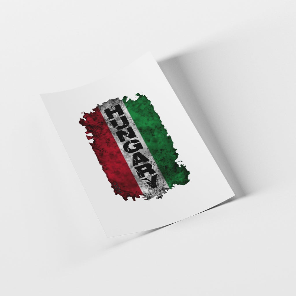 Card with 'HungARY' text on a white background