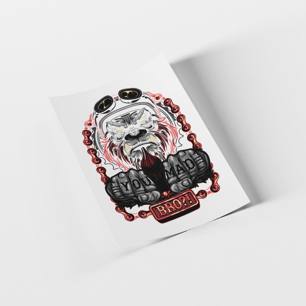 Stylized illustration of a dog with text on a white background