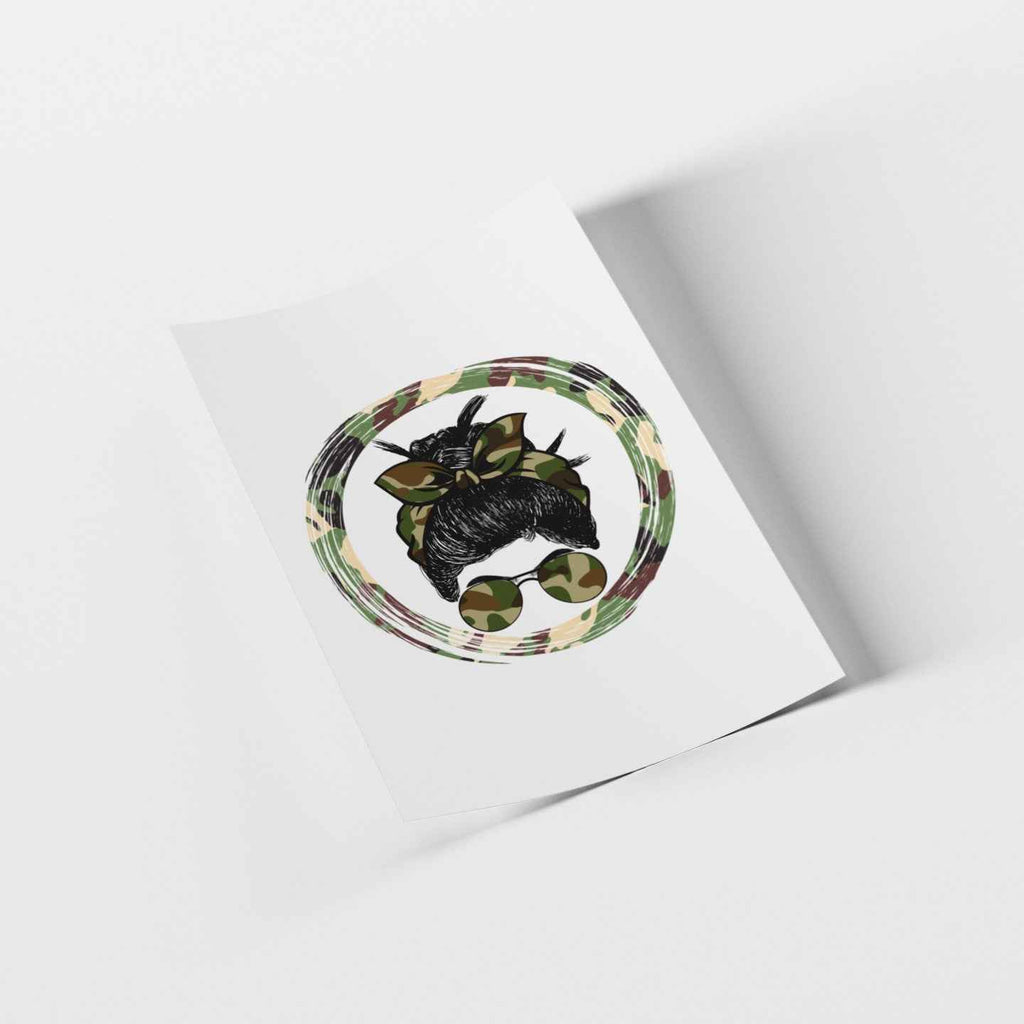 Military Camo Design Iron-on Transfer Decal, White T-Shirt Vinyl Sticker