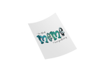 A white rectangular card or sticker shown at an angle on a black background, featuring the phrase "in that mama'ssyndrome" in black script with the word "mama" filled with a teal and black marbled pattern.