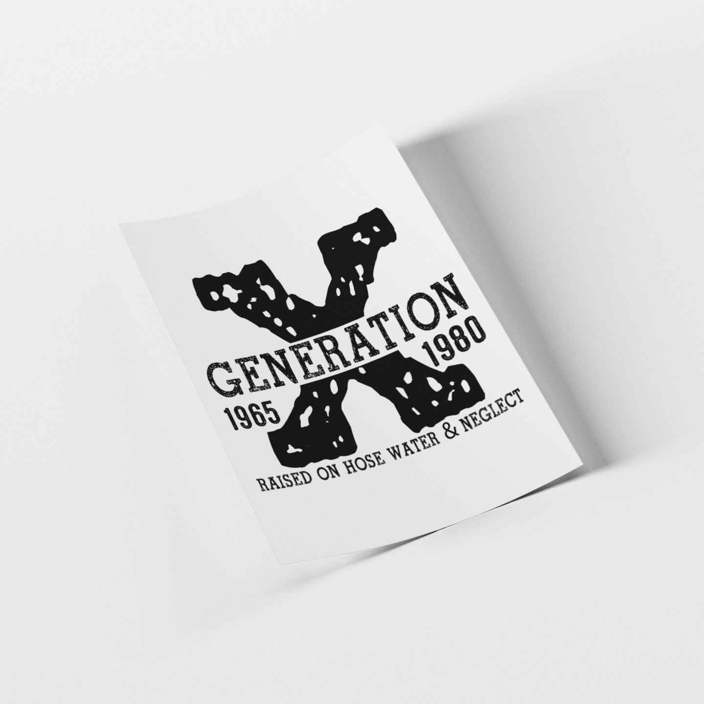 Generation X Retro Typography DTF Transfer Design, 1965-1980, T-Shirt Print