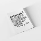 Generation X Retro Typography DTF Transfer Design, 1965-1980, T-Shirt Print