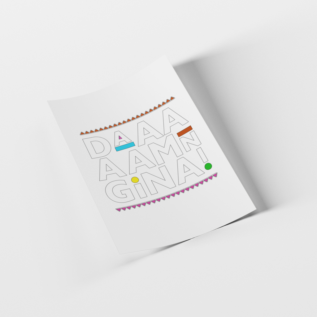 Daaaaamn Gina Retro design DTF Transfer Iron on Decal
