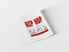 A white rectangular print or poster shown at an angle on a light gray background, featuring the words 'HIP HOP' in bold red letters above distressed gray text reading 'BEATS' with a red horizontal stripe.
