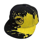 Cool Dino Embroidered Kids Baseball Cap, Black and Yellow Splash Design