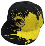 Cool Dino Embroidered Kids Baseball Cap, Black and Yellow Splash Design