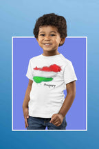 Hungarian Flag Kids T-Shirt, Watercolor Design, Size 5T or YXL, White Cotton