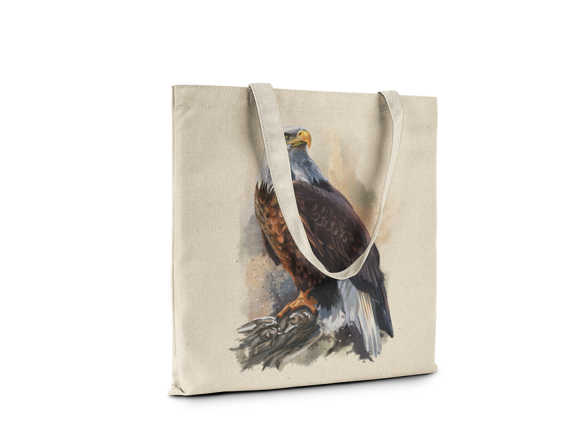 Eagle Art Canvas Tote Bag, Reusable Shopping Bag with Bird Design - AKC UNITED