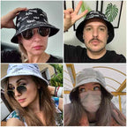 Double-Sided Bucket Hat Men Women Reversible Embroidery Fisherman Cap Solid Color Letter Print Couple Sun Hats