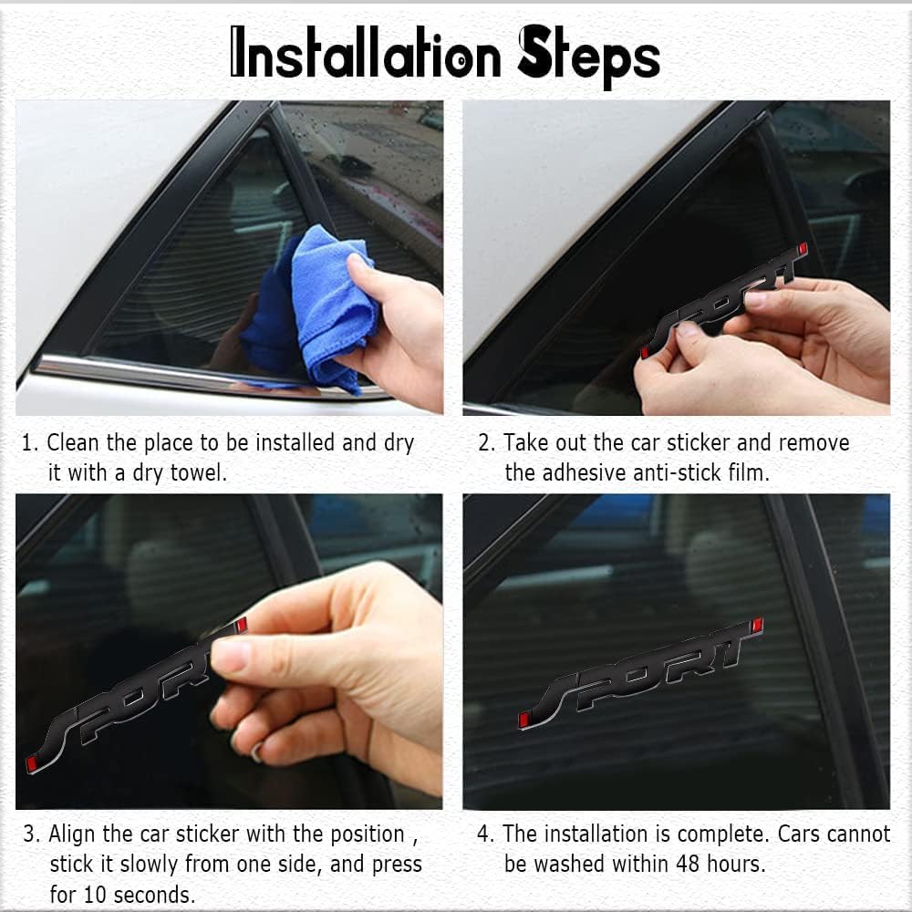 3D Metal Sport Sticker Chrome Decal Emblem Badge for All Cars and Bikes (Black)